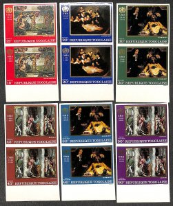 Togo 1968, Christmas 6v, imperforated pairs, MNH