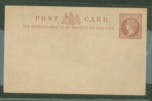 Great Britain 1878/83 QV 1/2c Postal card, thick stock, light overall toning.