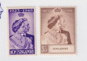SINGAPORE # 21-22  Silver Jubilee MINT very lightly hinged