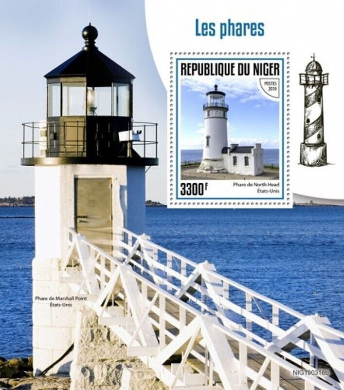 Niger - 2019 Lighthouses on Stamps - Stamp Souvenir Sheet - NIG190316b