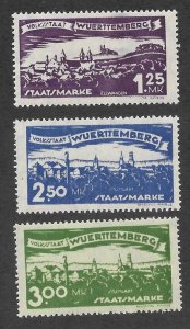 Wurttemberg Scott O173-O175 Mint View of Stuttgart Official stamps 2018 CV $5.20