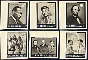 Ajman Michel 289 B-294B, MNH imperf., Martin Luther King and Human Rights