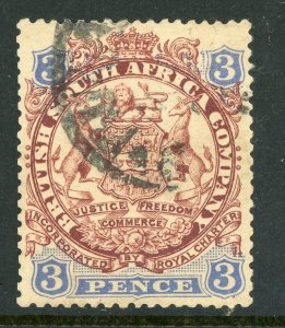 Southern Rhodesia 1896 British South Africa QV 3p Variety SG #31 VFU A444