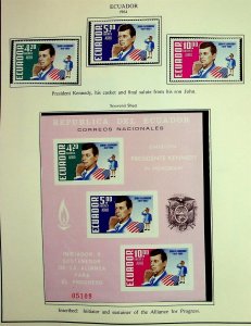 ECUADOR Sc C429-31+C431a NH SET+S/S OF 1964 - PRESIDENT J.F. KENNEDY - (AO23)