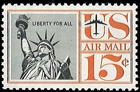 U.S. Scott # C58  1959 15c blk & org  Statue of Liberty  mint-nh- vf