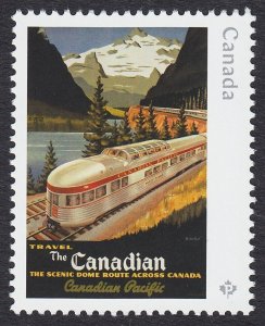 SCENIC TRAIN = VINTAGE TRAVEL POSTERS = Single stamp from S/S Canada 2022 MNH