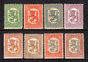FINLAND — SCOTT 111-118 — 1918 VASA ARMS SET — MH — SCV $52