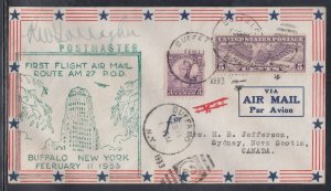 United States Signed FFC - Buffalo NY, Feb 1933 First Flight #3