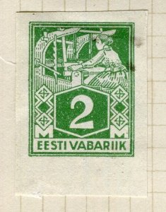 ESTONIA; 1922 early local Workers Imperf issue Mint hinged 2M. value