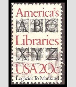 U.S.#2015 America's Libraries 20c Single, MNH.