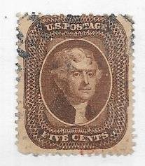 US #30A 5c Jefferson  (U) CV. $280.00