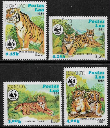 Laos #517-20 Mint Never Hinged Set - WWF - Panthera Tigers