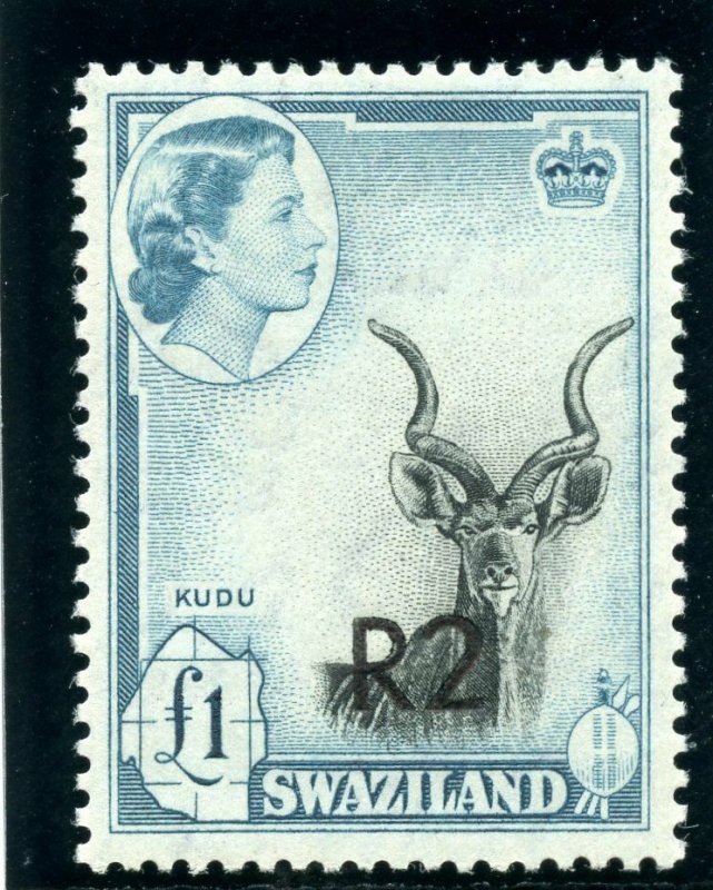 Swaziland 1961 QEII 2r on £1 black & turquoise-blue (Type II) MLH. SG 77b.