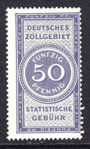 GERMANY LOCAL 50pf ZOLLGEBIET OG NH U/M F/VF BEAUTIFUL GUM