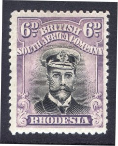 Rhodesia 1919 6d Blk & Dull Mve DIE IIIB Perf 14 Scott 127v SG 266 MH Cat $16