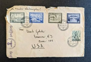 1940 Stuttgart Germany Censored Cover to Emerson New York USA