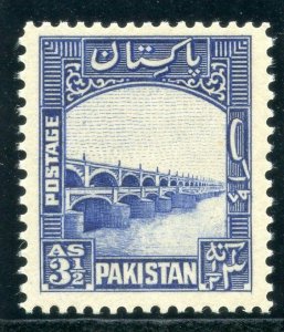 Pakistan 1948 KGVI 3½a bright blue superb MNH. SG 32. Sc 32.