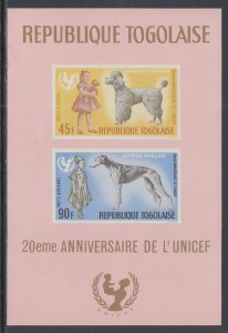 Togo C64a Dogs Souvenir Sheet MNH VF