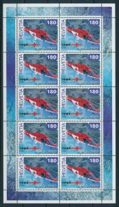 [109798] Switzerland 2002 Red cross Helicopter hologram Miniature sheet MNH