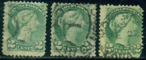 CANADA SCOTT # 36, USED, VERY GOOD, 3 STAMPS, GREAT PRICE!