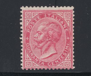 Italy Sc 31 MOG. 1863 40c carmine King Victor Emmanuel II, small HR, sound, Cert