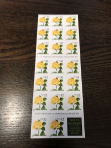 SCOTT #3049a YELLOW ROSE Unfolded 32¢ Convertible Pane of 20 Stamps ~ MNH-1995