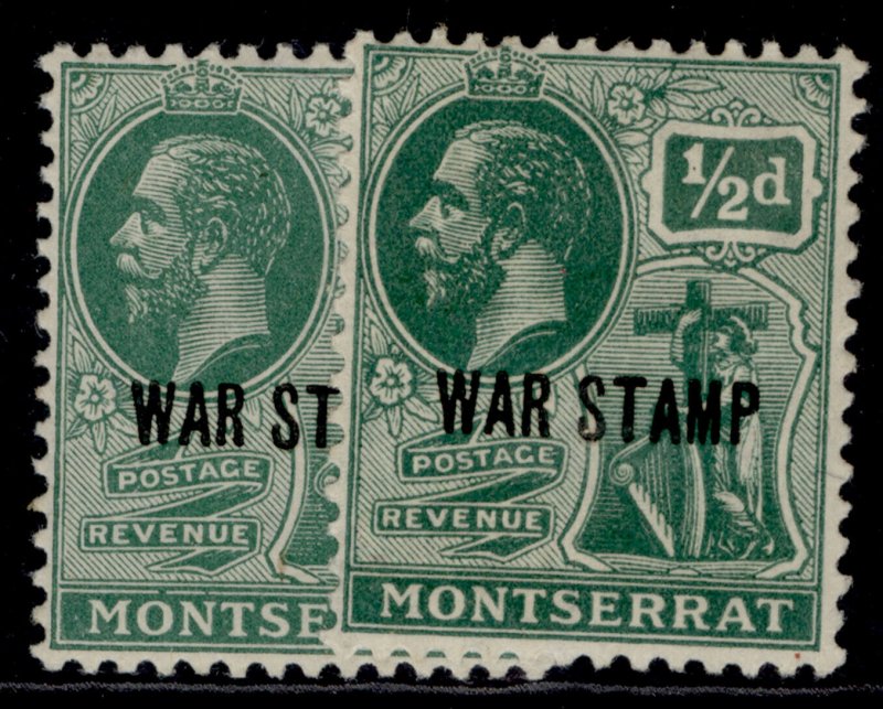 MONTSERRAT GV SG61 + 61b, ½d SHADE VARIETIES, M MINT. 