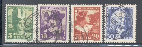 Switzerland Sc B69-72 1934 Pro Juvente stamp set used