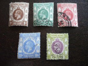 Stamps - Hong Kong - Scott# 109-111,114,116 - Used 5 Stamps