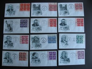 USA Artmaster FDC Liberty plate blocks 12 diff design/PLs address pencil erased