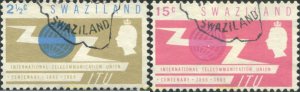 772555 USED SWAZILANDIA 1965 CENTENARIO DE LA UNION INTERNACIONAL DE TELECOMU...