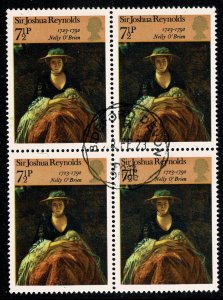 GB 1973 British Paintings 7½p. Fine used block of four.
