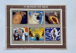 SOUVENIER SHEET , O MUNDO DE MAR , MOZAMBIQUE , NORTH POLE ANIMALS 