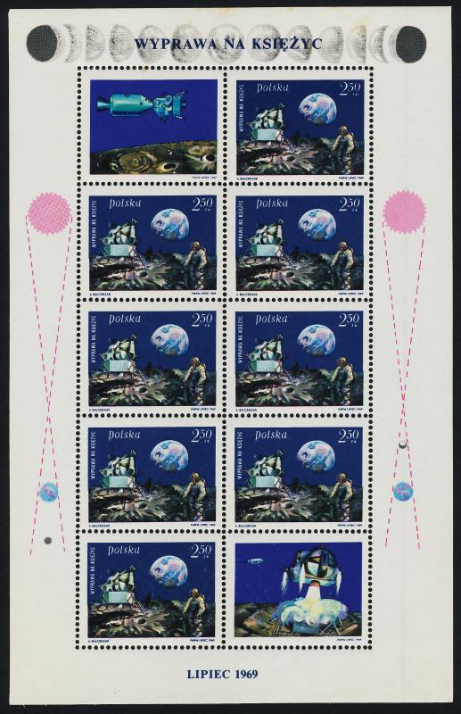 Poland 1674 Sheet MNH Space, Moonlanding