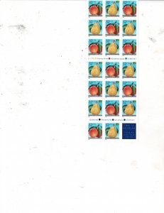 Fruits Pear & Orange 32c US Postage Booklet of 20 stamps #2493-94a VF MNH