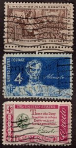 Scott 1115, 1116, 1143, Abraham Lincoln Group, Used, VF