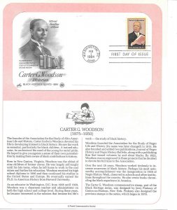 1984 Carter Woodson, historian Sc 2073 FDC info page PCS Black Heritage Series