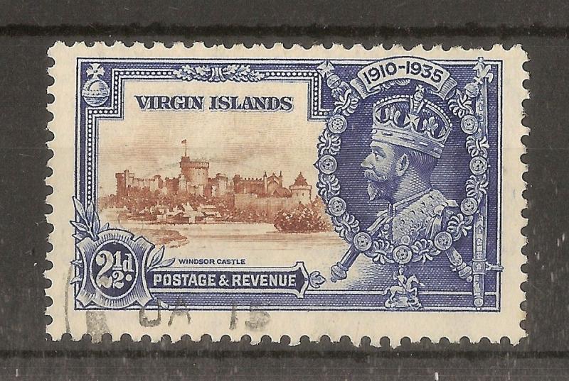 Br Virgins 1935 2.5d Silver Jubilee 'Horiz Log & Kite' Variety Fine Used Cat£275