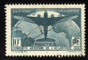 France, Air Post #C17 Cat$130, 1936 10fr Prussian green, used