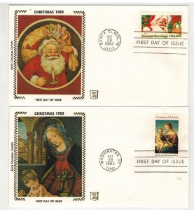 ZASO SILK SET OF 2 CHRISTMAS 1983 INC. SANTA CLAUS INDIANA