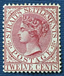 Malaya Straits Settlements 1892-99 QV 12c wmk CA MNG SG#102 #1016