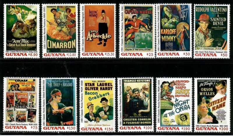 Guyana 1992 - Movie Posters - Set Of 12 Stamps - Scott #2535-46 - MNH