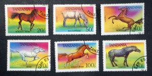 TANZANIA  Sc# 1152-1157  HORSES   short set of 6/7   1993 used  cto