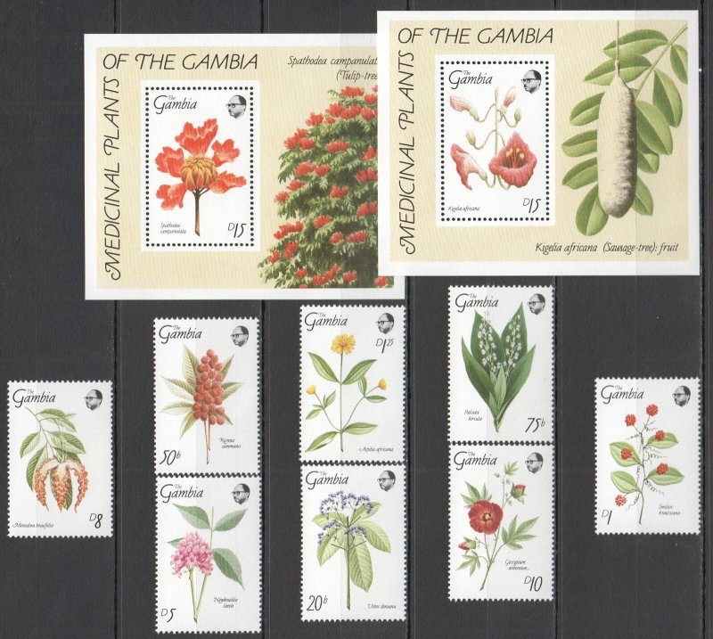 Ss0439 Gambia Medical Plants Flora Flowers #904-11 1Set+2Bl Mnh