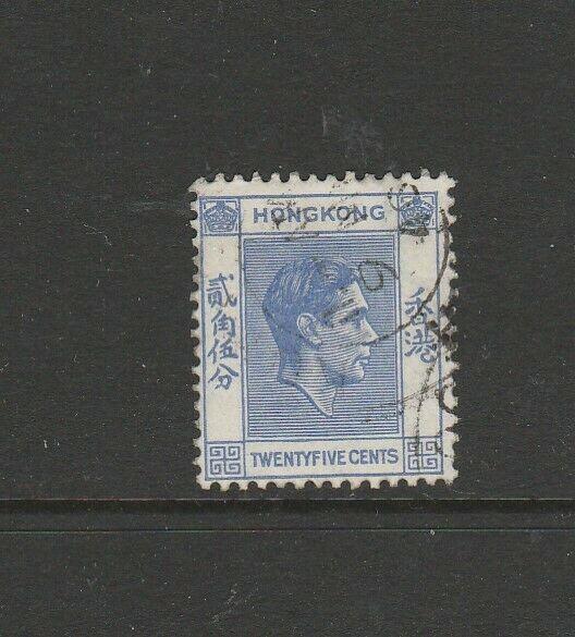 Hong Kong 1938/52 25c Bright blue, Used SG 149