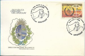 URUGUAY 1988 COVER SPECIAL POSTMARK VISIT OF POPE JOHN PAUL II TO FLORIDA MAPS