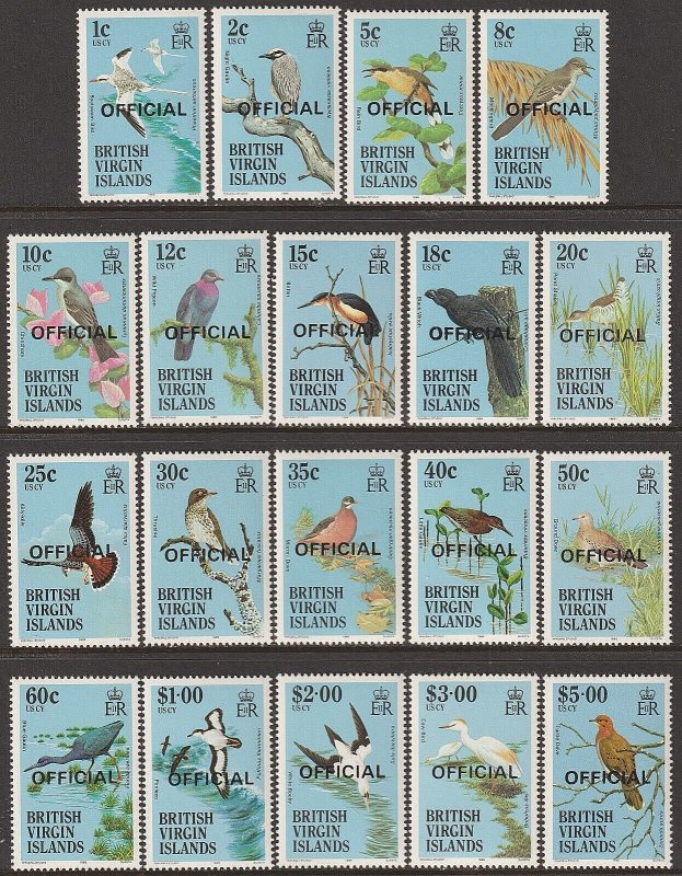 EDSROOM-17305 Virgin Islands O16-O34 MNH 1985 Complete Birds Officials CV$45.70