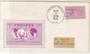 U. S. 1958 Frespex Intern. Philatelic Ex Illust. Architects Stamp Cover Rf 37617