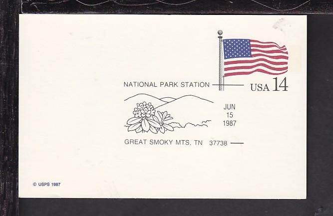 National Park Station,Great Smokey Mts,TN Cancel Cover BIN 