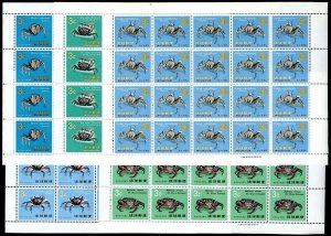 RyuKyu 173-177 sheets, MNH. Michel 202-206 bogens. Crabs 1968-1969.